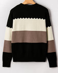Colorblock Crew Neck Drop Shoulder Sweater