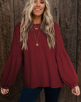Madison Knit Jacquard Puffy Long Sleeve Top