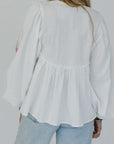 Floral Tied V-Neck Babydoll Blouse