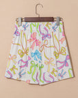 Bow Elastic Waist Pocketed Shorts