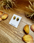 Oval Bumblebee Jasper Stud Earrings – Sterling Silver, Native Made by K.S., USA