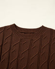 Cable Knit Textured Crew Neck Sweater Top