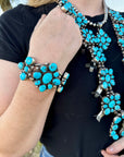 Complete Squash Blossom Set – Kingman Turquoise – Sterling Silver – Navajo Made by Wilson Dawes