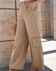 Solid Elastic High-Waist Pants