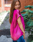 Metallic Shimmer Cuffed Sleeve Top