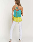 Fringe Overlay Cross Straps Party Cami Top