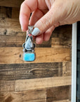 2 stone Pendant - Golden Hill turquoise, White Buffalo & Sterling Silver - option 3