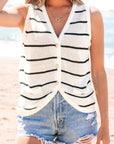 Nola Stripe Buttoned V Neck Vest