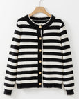 Stripe Buttoned Cardigan Sweater
