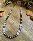Faceted Kunzite & Sterling Silver Necklace – 8 mm Pearls – 20 Inch