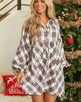 Callie Plaid Bubble Sleeve Shirt Dress