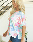 Kaeli Bowknot Waffle Crewneck Loose Short Sleeve Top