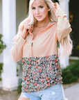 Gemma Floral Half Zip Kangaroo Pocket Hoodie