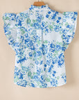 Floral Ruffle Sleeve Buttoned Shirt