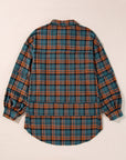 Plaid Long Sleeve Side Split Distressed Shirt