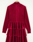 Amy Velvet High Neck Tiered Ruffle Dress