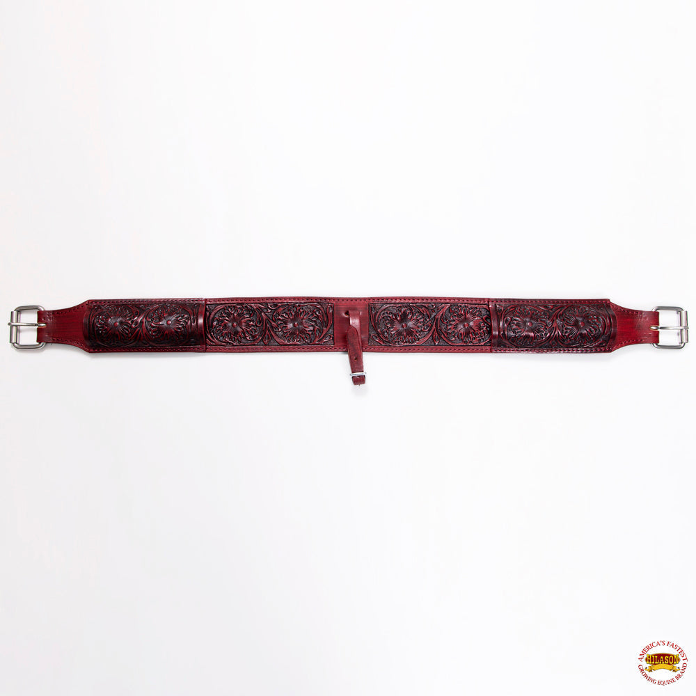 Western Horse Saddle Girth Hilason Leather Cinch Floral Carved