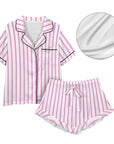 Baha Ranch Retro Pop Western Wild West Pink Pin Stripe Satin Pajamas