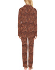 Leather Floral Print Women's Long Pajama Set