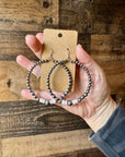 Big Sterling Silver Pearls Hoops with pink Conch