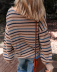 Stripe Drop Shoulder Round Neck Sweater