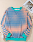 Elliana Stripe Crossed Stitch Drop Shoulder Sweatshirt