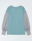 Stripe Colorblock Bishop Sleeve Top