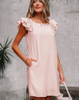 Bow Back Flutter Sleeve Mini Dress