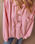 Camille Ribbed Knit Collared Henley Top