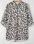 Leopard 3/4 Sleeve Buttoned Shirt