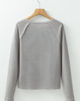Daisy Textured Round Neck Long Sleeve Top