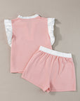 Melissa Trim Ruffled Top and Drawstring Shorts Set