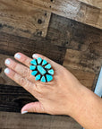 Big ring- size 7.5- Sonoran turquoise ring and sterling silver
