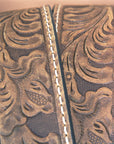 Nocona Leather Mens Belt Embossed Floral Tooled Engraved Buckle