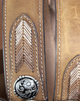 Nocona Leather Mens Belt String Lace 1-1/2 In Silver Conchos Distressed