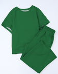 Solid Textured T-Shirt and Drawstring Pants Set