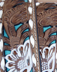 Nocona Leather Belt Western Overlay Flowers Painted Womens Brown