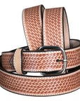 Hilason Basketweave Made In Usa Gun Holster Leather Work Belt Brown