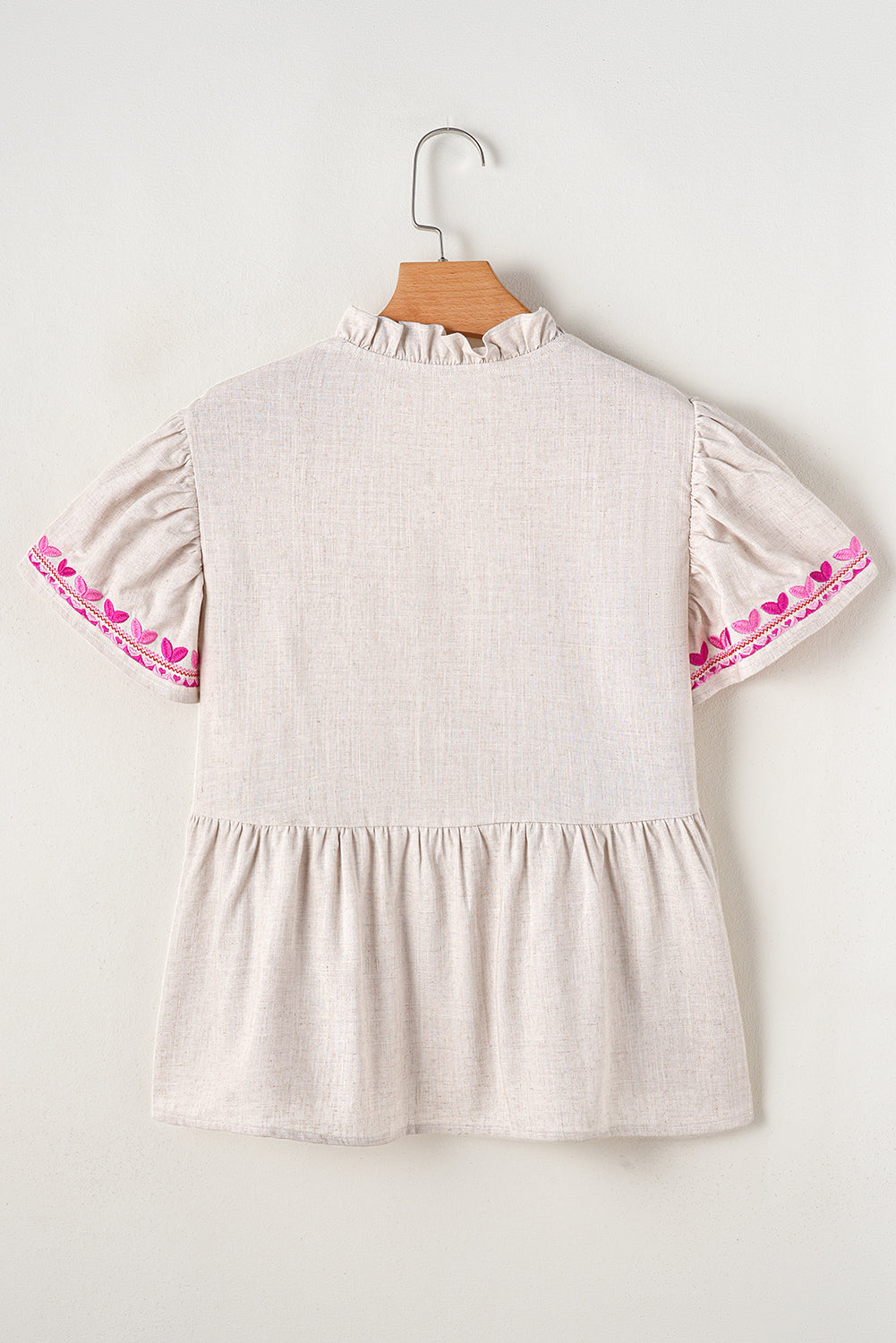 Jaliyah Floral Embroidered Notched V Neck Blouse