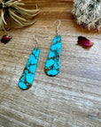 Turquoise block white tear drop earrings