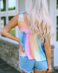 Haley Striped Tied Shoulder Tank Top