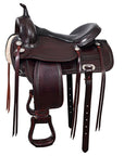 HILASON Western Horse Saddle American Leather Flex Tree Trail & Pleasure Dark Brown