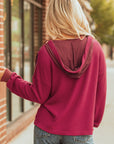 River Waffle Hooded Long Sleeve Top