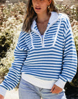 Quinn Stripe Zip Up Collar Sweater