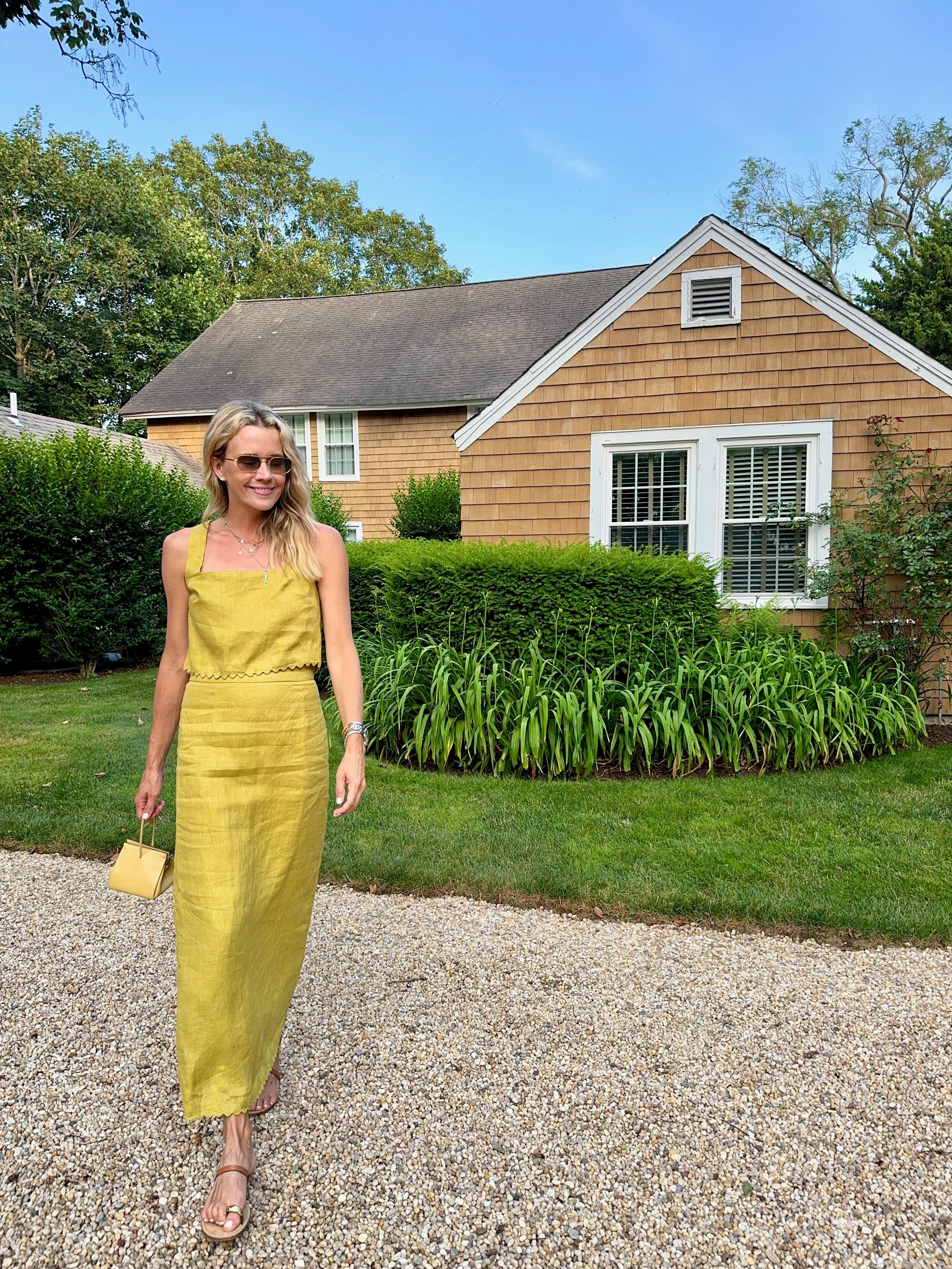 MASON'S DAUGHTER | Ella Scallop Maxi Skirt, Chartreuse Linen