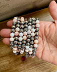 8 mm Sterling Silver Pearls bracelet with pink conch beads
