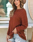 Hayden Textured Crew Neck Loose Sweater