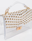 Studded Transparent Top Handle Bag