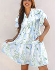 Madalyn Floral Contrast Edge Layered Short Sleeve Mini Dress