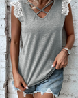 Lace Patchwork V-Neck Tank Top